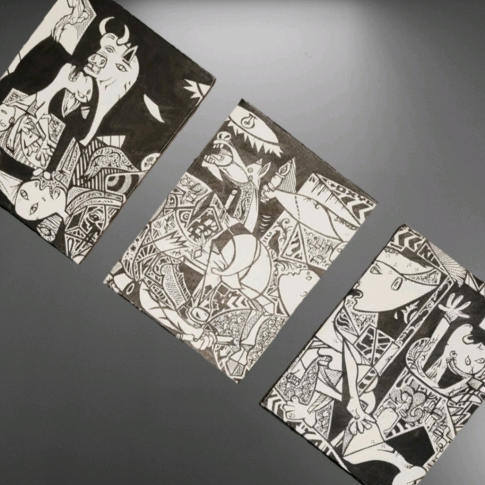 Pablo Picasso "Guernica" Stretched Canvas Print 3 Piece Wall Art 16" X 36"